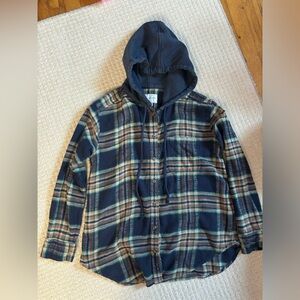 EUC American Eagle hooded flannel size XS